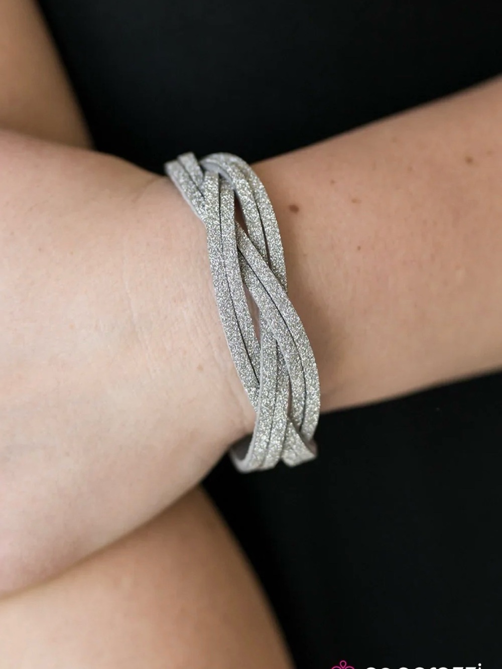 Paparazzi Silver Glitter Twisted Multi-Strand Wrap Bracelet - Rock Star Shimmee